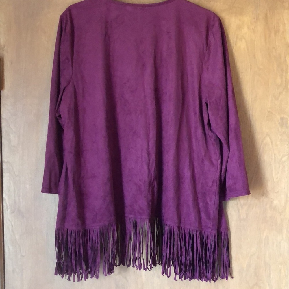 New Directions faux suede fringe cover up - Picture 5 of 5